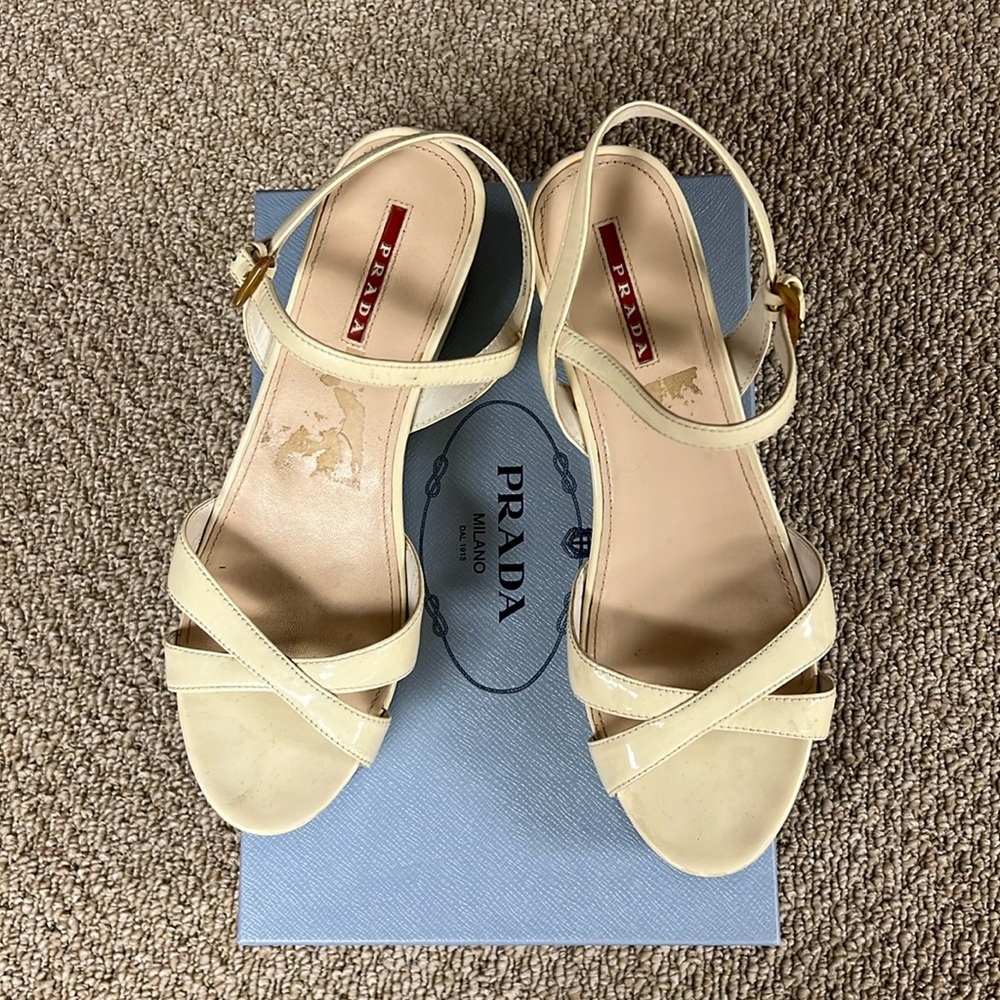 Prada leather wedge sandals size 40.5